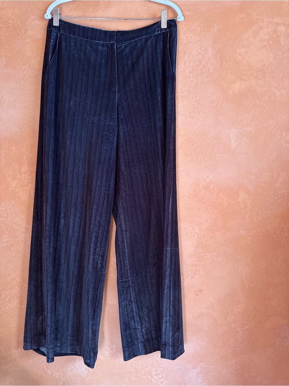 LIE SANGBONG Shimmer Pinstripe Wide Leg Trousers Pants